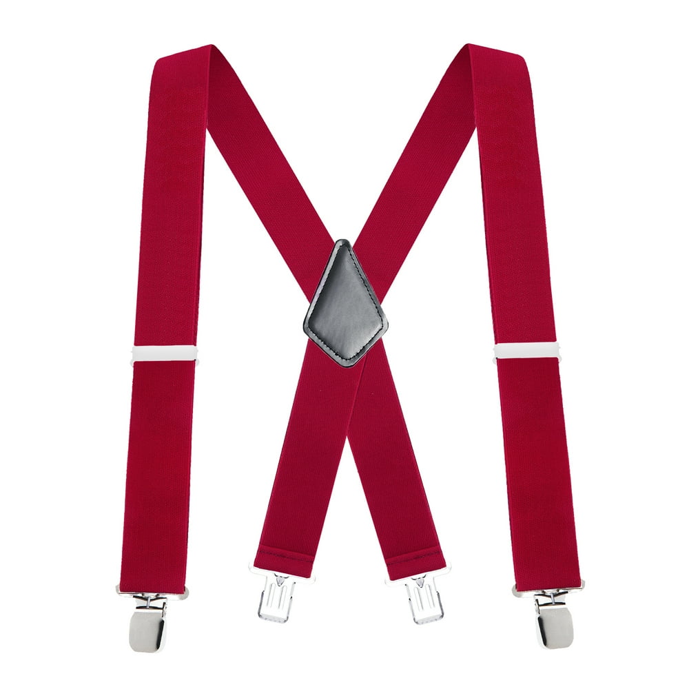 Buyless Fashion Buyless Fashion Mens Suspenders 48" Elastic Adjustable Heavy Duty 2" Wide