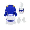 thumbnail image 2 of ALVIVI Unisex Girls Boys Marching Band Costume Uniform Sets Jacket Pants Mini Skirt Gloves Hat Outfit Royal Blue B 9-10, 2 of 5