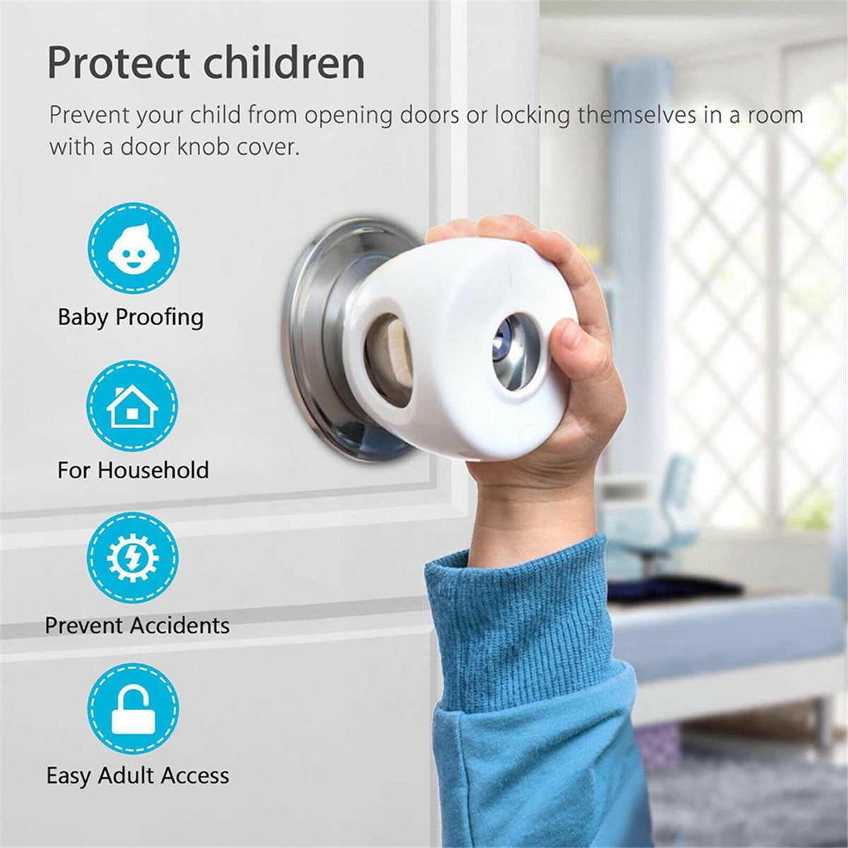4 pcs Children Safety Lock Door Knob Cover Child Proof Safe Toddlers Kids Guard 