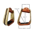 thumbnail image 2 of 5" wide Horse Western Saddle Rawhide Leather Covered Angled Roper Stirrups 51174, 2 of 5