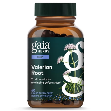 Gaia Herbs Valerian Root - Support for Calm & Relaxation to Prepare for Sleep* - With Valerian Root Extract - 60 Vegan Liquid Phyto-Caps (30 Servings)