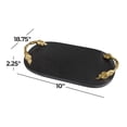 thumbnail image 3 of DecMode 19" x 10" Black Marble Oval Leaf Tray with Gold Twisted Metal Handles, 1-Piece, 3 of 7