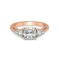 thumbnail image 3 of 2 Carat IGI Certified Cushion Shape Lab Grown Diamond Engagement Ring | 14K Rose Gold | Leona Three stone Side Pear Shape Lab Diamond Ring | FG-VS1-VS2 Quality Friendly Diamonds, 3 of 5