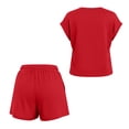thumbnail image 3 of FRSASU Kids Girls 2 Piece Casual Set Button Down V-Neck Top with Elastic Waist Shorts Loose Comfy Summer Loungewear Outfit with Pockets Red, 3 of 9