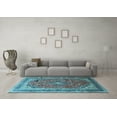 thumbnail image 3 of Ahgly Company Indoor Round Medallion Light Blue Traditional Area Rugs, 7' Round, 3 of 4