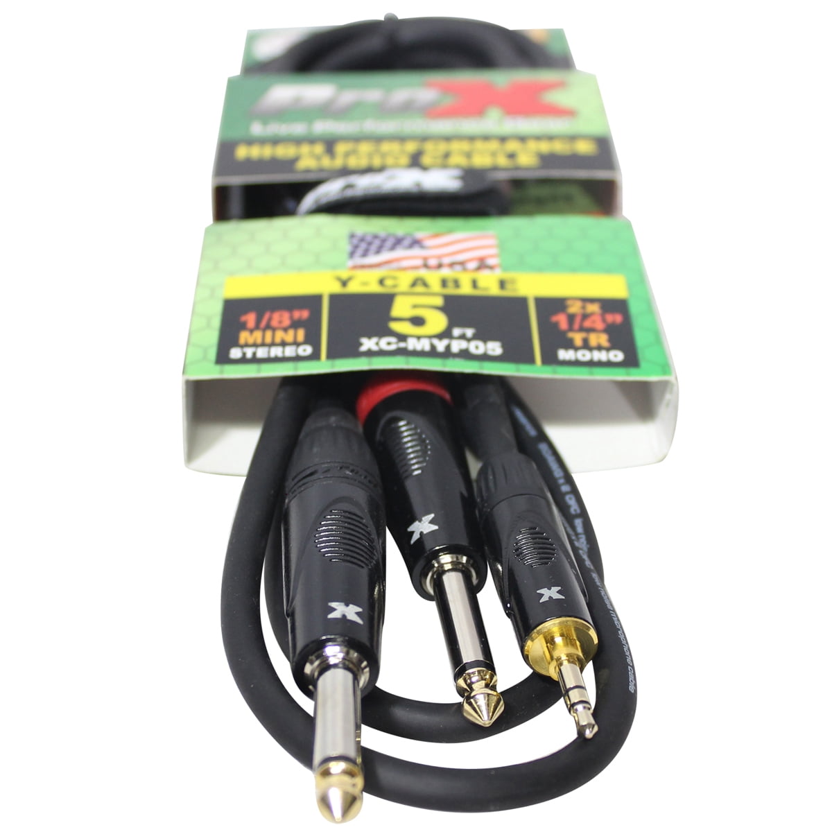ProX XC-MYP05 5' 1/8" (3.5mm) Mini-TRS to Dual TS-M Unbalanced High Performance Audio Y Cable
