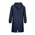 thumbnail image 4 of Plus Size Trench Coats for Women with Hood Waterproof Fall Winter Long Rain Jacket Casual Oversized Windbreaker Outwear Navy 2XL, 4 of 5