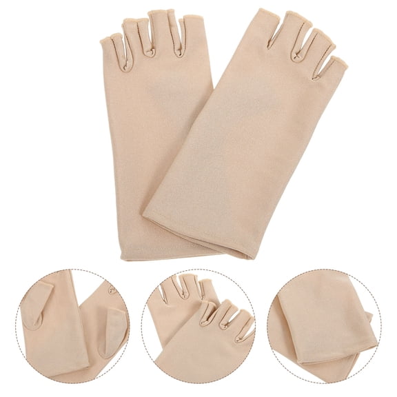 RENACLIPY 1 Pair of Women Sun Protection Glove Beige Cloth Sun Blocking Breathable for Outdoor Activities