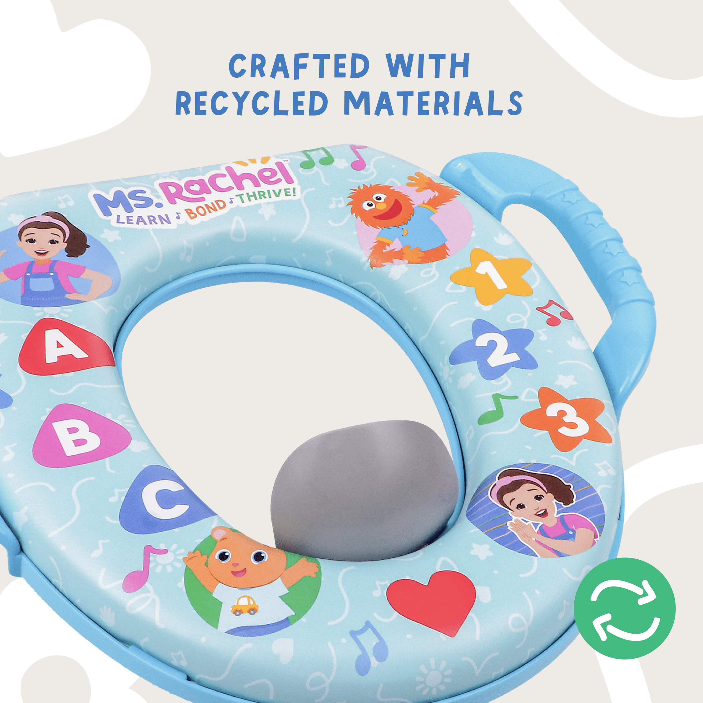 Ms Rachel Soft Potty Training Seat for Toddlers with Hanging Hook, Fits Standard Toilets