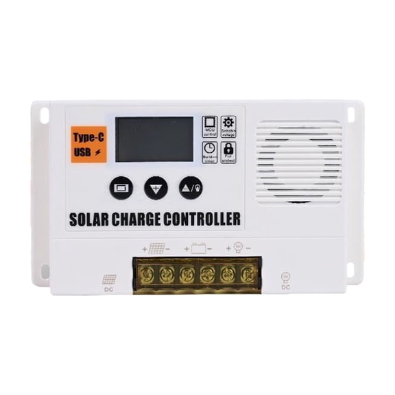 Injueey Controlador de carga solar de 12 V con USB ajustable y configuración de TYPE-C Auto 60A 20A 10A LCD solar automático con cargador Baterías de general Blanco 60A