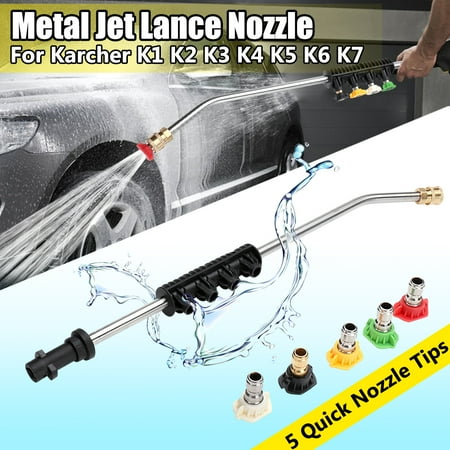 Patio Jet Wash High Pressure Power Washer Spray Gun+5 Types Metal Jet Lance Nozzle W/ Quick Nozzle Tips For Karcher K1 K2 K3 K4 K5 K6 K7 Car Auto Garden Patio Washing Cleaning Tool ()