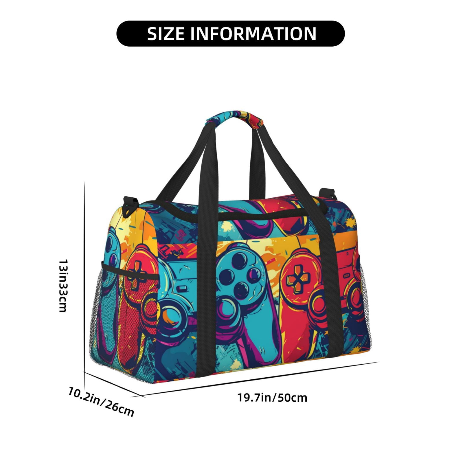Fuzoiu Gaming Print Travel Duffle Bag,Carry On Tote Bags,Duffel Bag,Sport Gym Bag, Hospital Bag for Labor and Delivery, Overnight Bag,Luggage Bag