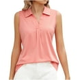 thumbnail image 2 of Summer Saving Wycnly Womens Tank Tops Summer Plain V-Neck Sleeveless T Shirts Ladies Casual Solid Lapel Lightweight Tunic Vest Blouses Pink xl Clearance Under $5, 2 of 5