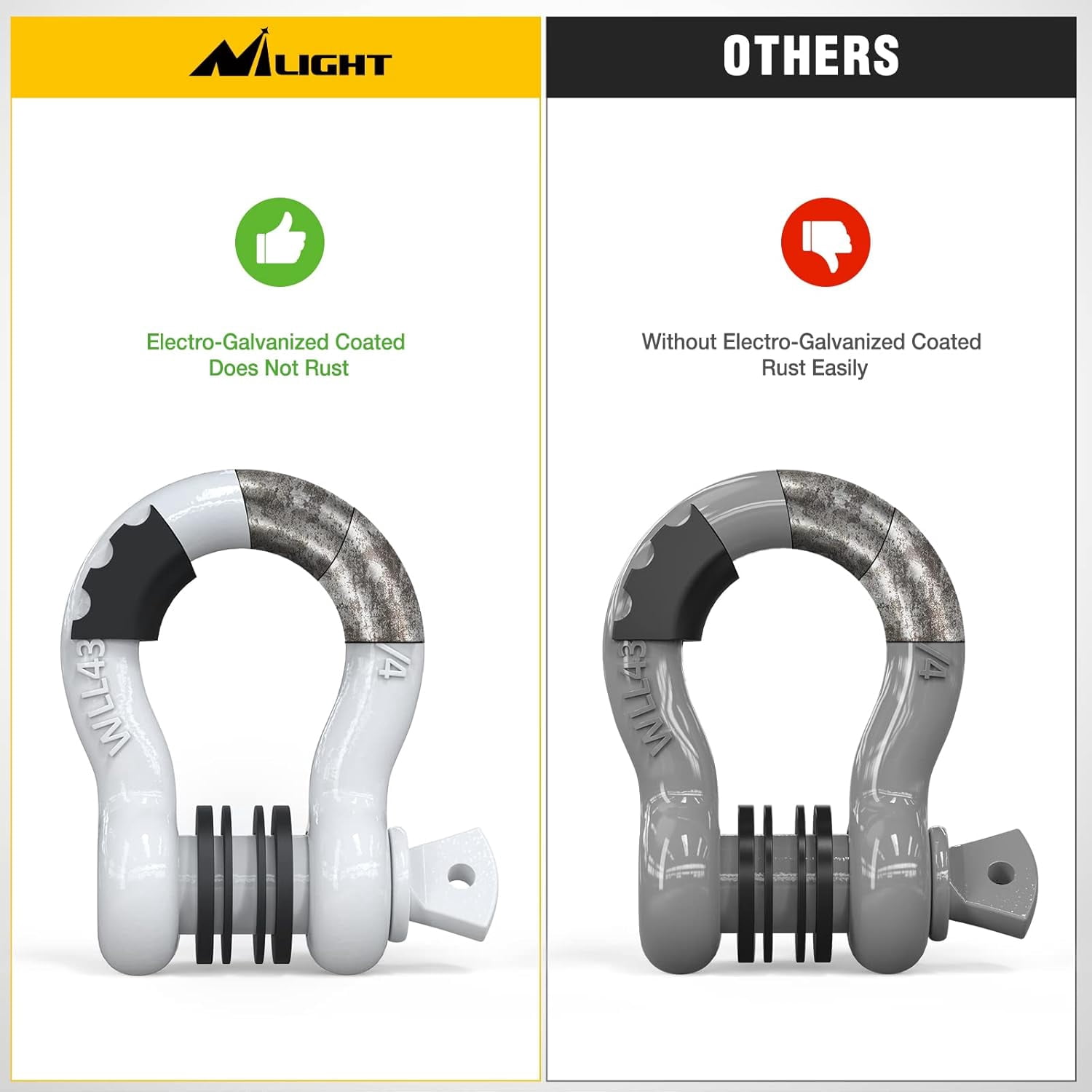 Nilight 2 Pack 3/4" D-Ring Shackle with 7/8" Screw Pin 41,887lbs Break Strength, Heavy Duty off Road Recovery Shackle with Isolators Washers for Use with Tow Strap, Winch, Off-Road Jeep Truck Vehicle