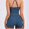 thumbnail image 5 of AHTJRT Two Piece Workout Sets for Women Sapghetti Strap Tank Tops Matching High Waist Butt Lift Gym Shorts Summer Athletic Yoga Active Tracksuits Navy L, 5 of 5