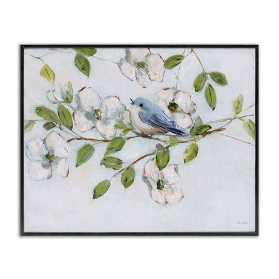 Stupell Industries Farmhouse Bluebird on Dogwood Branch Black Framed Giclee Art, 14 x 11, by Sally Swatland