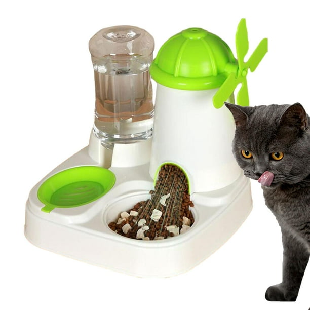 Milaget Automatic Cat Feeder and Water Dispenser Dog Bowl for Kitten Dog Cats Rabbit Green