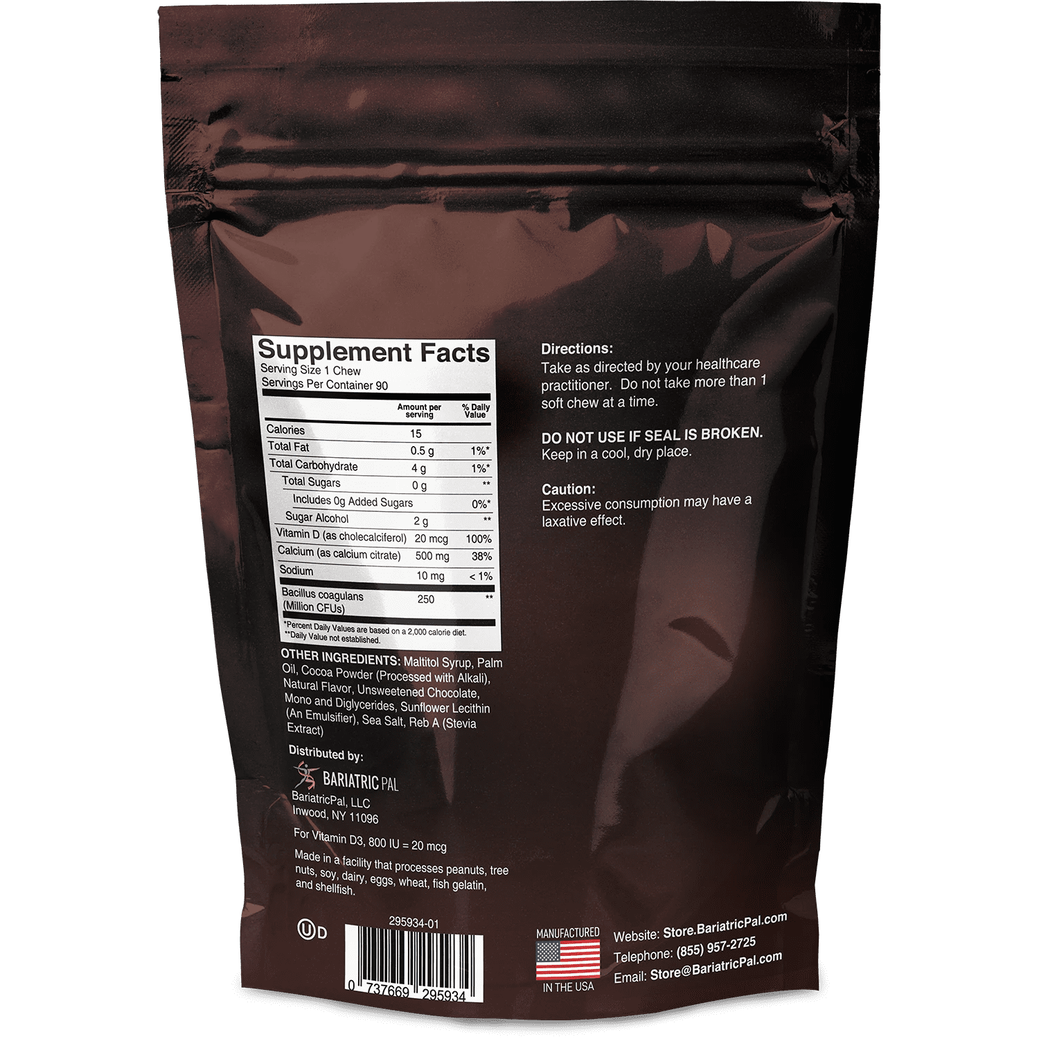 BariatricPal Sugar-Free Calcium Citrate Soft Chews 500mg with Probiotics - Variety Pack