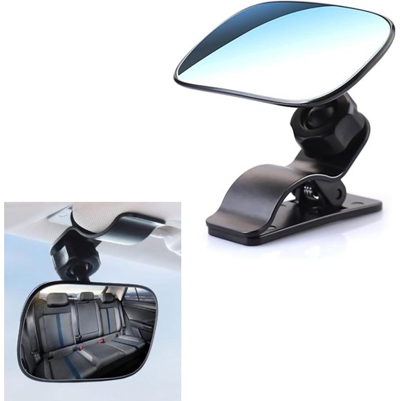 Miroir de Voiture pour Bébé, Verre d'Observation HD Rotatif à 360°, Réglable, Grand Angle pour Siège Arrière avec Pince en ABS, Moniteur de Sécurité Universel pour Enfant (Noir) -