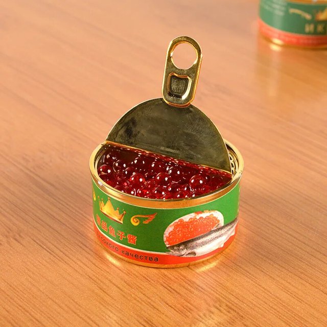 Llavero simulado de enlatado, accesorio creativo de Caviar, ternera, modelo de casa de muñecas, juego de comida en miniatura, bolsa de coche, adornos colgantes, regalo