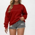 thumbnail image 2 of AherBiu Crew Neck Sweatshirts for Women Pullover Long Sleeve Tops Solid Color Casual Fitted Sweatshirt, 2 of 5