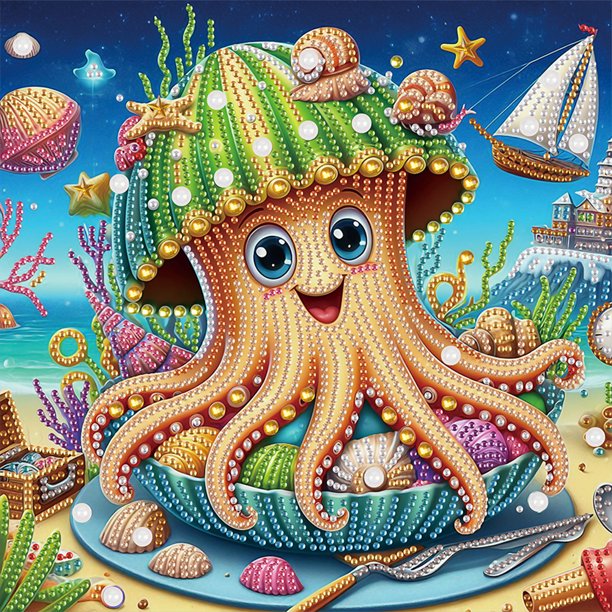 5D DIY Con Forma Especial Parcial Pulpo Del 30x30cm