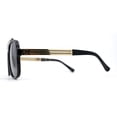 thumbnail image 4 of Mens Khan Lion Emblem Flat Top Racer Plastic Sunglasses All Black, 4 of 4