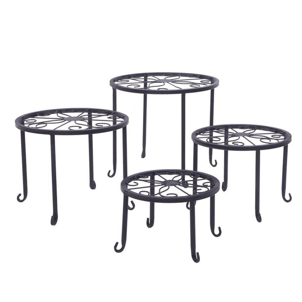 Shari Round Nesting Plan Stand, No Assembly Required, Base Material Metal