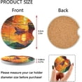 thumbnail image 3 of Coolnut Sunset Oil Painting Car Coasters 2 Pack Drinks Absorbent Ceramic Stone Car Coasters with Fingertip Grip Car Cup Holder Coasters Home Decor Gifts, 3 of 6