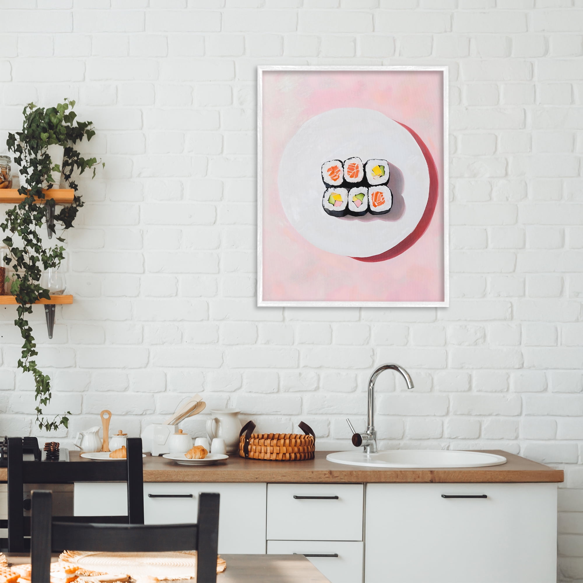 Stupell Industries Sushi Rolls on Plate White Framed Giclee Art, design by The Prints Vibe