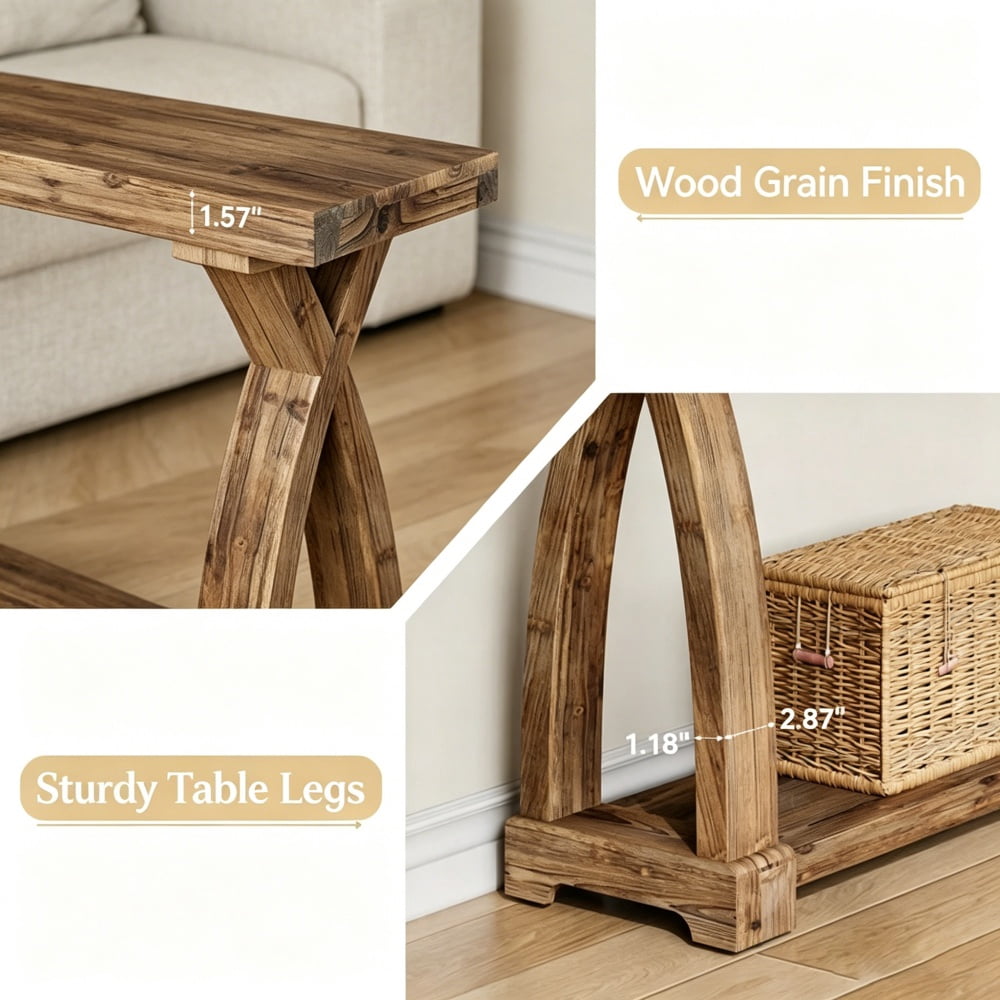Long Console Table, Slim Narrow Entryway Table, Modern Industrial Accent Table, Sturdy Metal Frame Sofa Back Display Table, Multifunctional Hallway Console for Living Room, Bedroom, Foyer