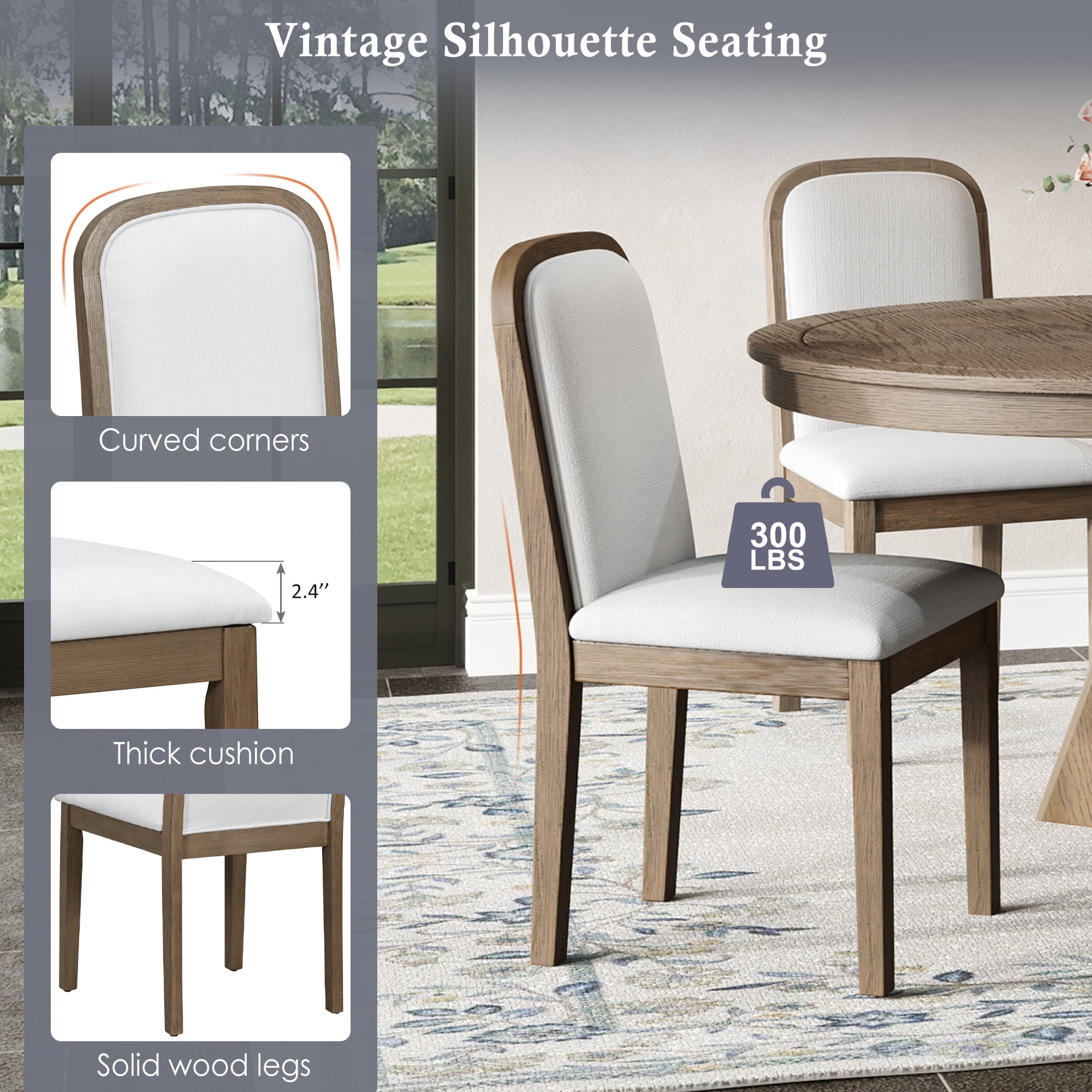 Euroco Round Dining Table Set for 4-6, 42in-58in Extendable Kitchen Table Set with 4 Upholstered Chairs and Crossed Legs, 5 Piece Wood Oval Dining Set for Small Space,Espresso