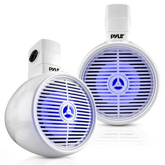 Pyle Bluetooth Waterproof Off-Road Speakers - 8” 300W 2-Way Marine Wakeboard Tower Sound System w/ LED Light