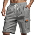 thumbnail image 2 of pstuiky Pantalones cortos para hombre, Pantalones cortos cargo de verano para hombre con cordón en la cintura, bolsillos grandes, pantalones deportivos informales Pantalones cortos de golf, 2 of 9