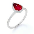 thumbnail image 4 of JeenMata Anillo de Compromiso con Piedra Natal de Julio en Corte de Pera de 1 Quilate - Anillo de Bodas - Anillo de Halo - Anillo Pavé - Anillo de Promesa - Baño de Oro Blanco de 18 K sobre Plata, 4 of 6