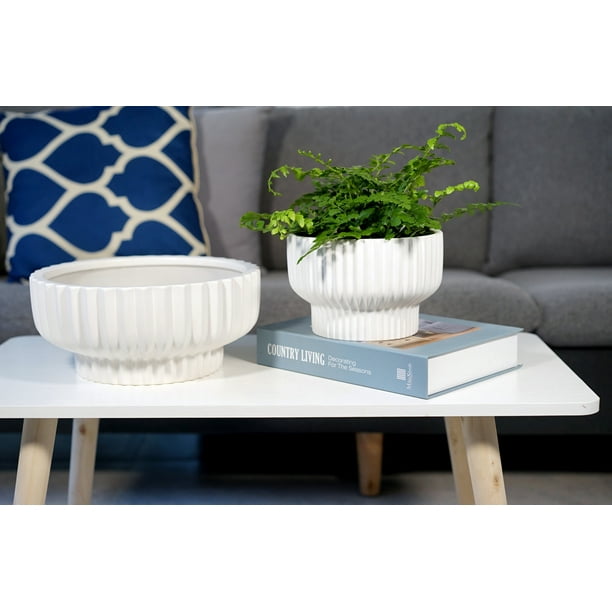 White Ceramic Planter - Plastic planters for garden centers