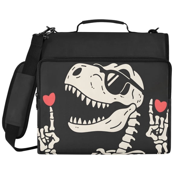 ALAZA Zipper Binder Skull and Heart Pattern 2 inch 3 Ring 500 Sheet Capacity Trapper Keeper File Folder Organizer Bag