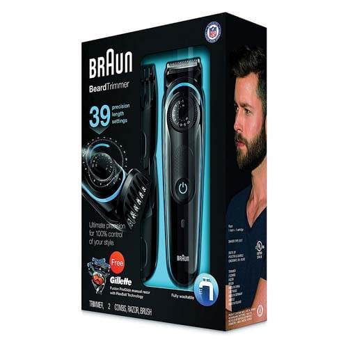 Braun BT3040 Beard/Hair Trimmer For Men, Perfect Tool For Precise Facial Styling, 1 2 Pack -