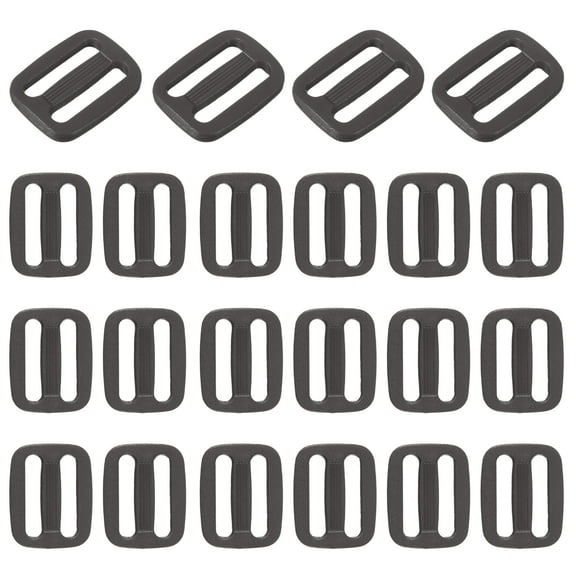 Uxcell 22 Pcs Dark Gray Plastic Tri-Glide Slider, 3/4 Inch Slide Clip, Adjustable Webbing Triglides Slider Buckle for Bags