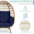 thumbnail image 5 of Best Choice Products Wicker Egg Chair Oversized Indoor Outdoor Patio Lounger w/ Steel Frame, 440lb Capacity - Navy, 5 of 8
