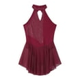 thumbnail image 3 of CHICTRY Womens Halter Backless Figure Skating Dress Sparkling Rhinestone Gymnastics Skirted Leotard Burgundy XL, 3 of 7