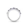 thumbnail image 4 of AFFY Round Shape Simulated Blue Sapphire With 0.06 Cttw White Diamond Heart Crown Ring In 14K White Gold Over Sterling Silver, 4 of 6