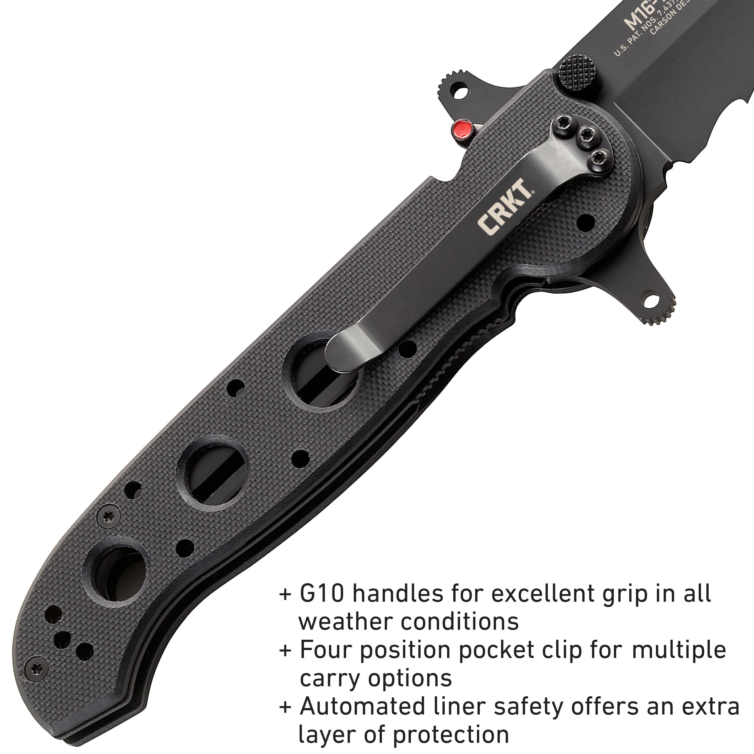 CRKT M16-14SFG Folding Knife with Liner Lock: 1.4116 Veff Serrations Blade, G10 Handle, Reversible Pocket Clip, M16-14SFG