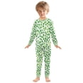 thumbnail image 6 of FORMRS Long Sleeve Top and Pants Pajama Set for Niños 2-Piece Sleepwear, Sizes 18M-8Y, Green Dot Triangles Pattern, 6 of 6