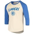 thumbnail image 2 of Men's Fanatics Kawhi Leonard Cream/Royal LA Clippers Raglan 3/4 Sleeve T-Shirt, 2 of 3