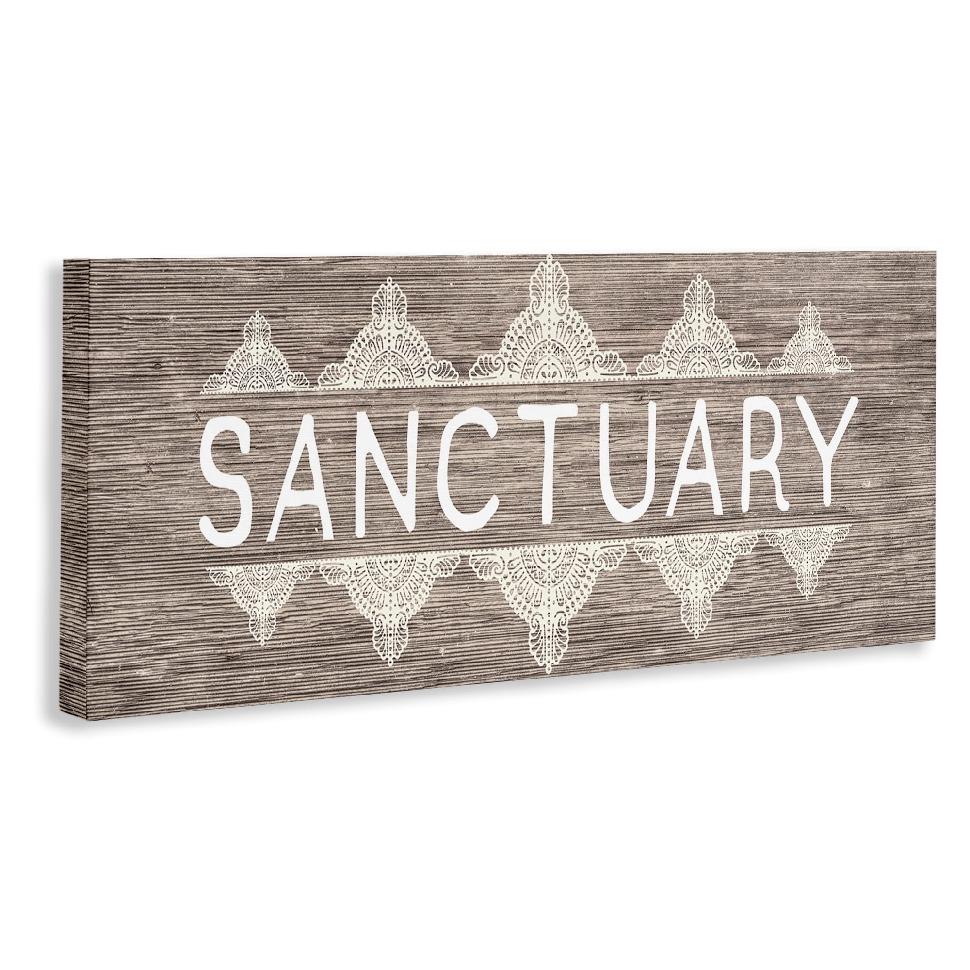 Stupell Industries Rustic Sanctuary Text with Paisley Country Pattern Canvas Wall Art by Daphne Polselli