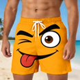 thumbnail image 2 of Qicasul Men's Funny Cartoon Face Print Shorts, 3D Funny Expression Casual Summer Pants with Elastic Waist,Orange,XXL, 2 of 4