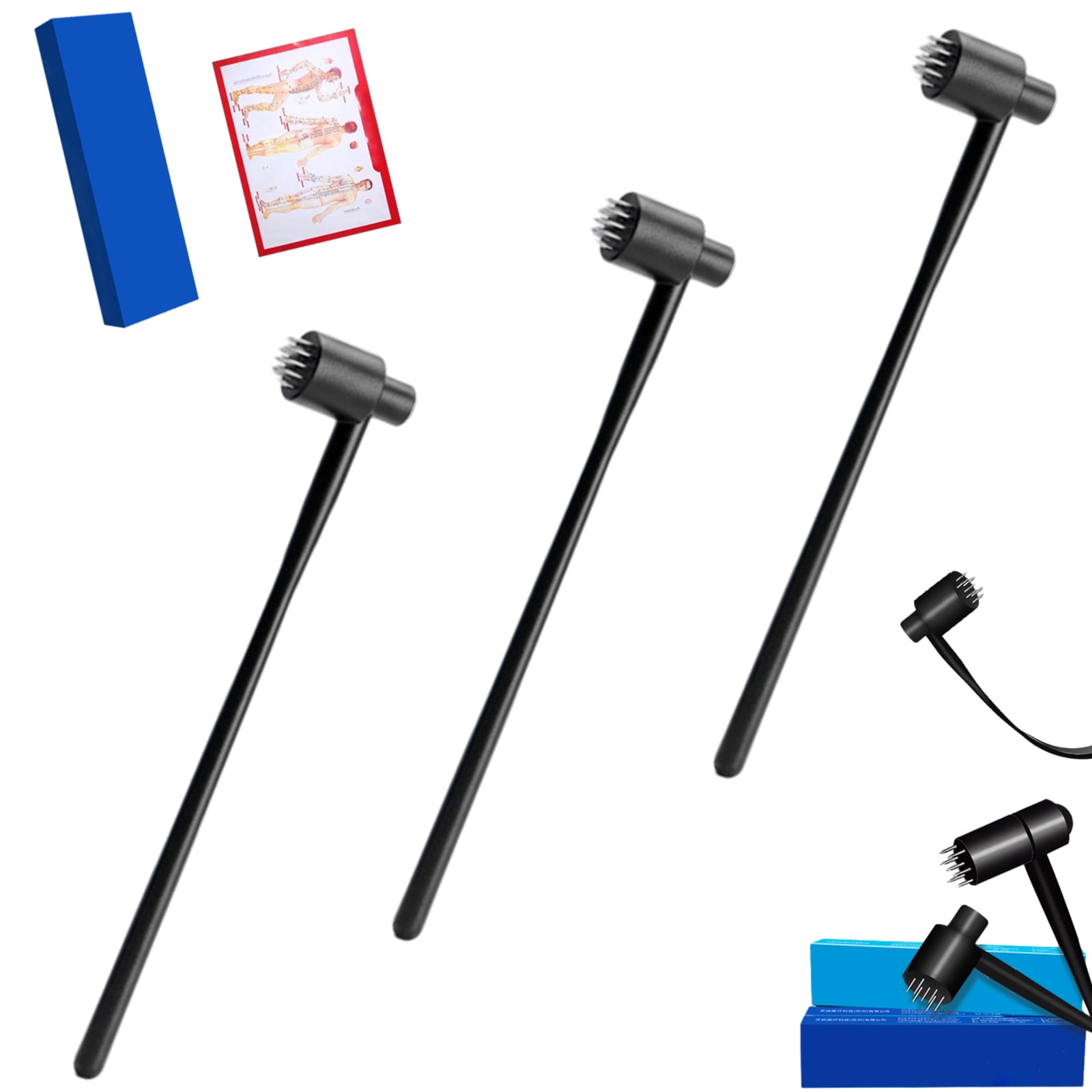 3/5/8PCS 7 Star Plum Blossom Hammer for Scalp, Compact Stainless Steel Dermal Needle Tapping Tool with Flexible Abs Handle for Home Care