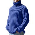 thumbnail image 1 of Fashnice Mens Sweaters Long Sleeve Knitted Ribbed Hem Sweater Fashion Outdoor For Men Blue L, 1 of 3