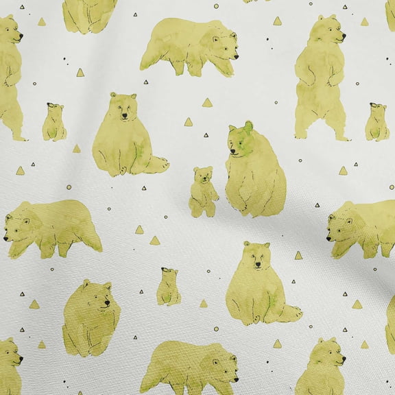oneOone Cotton Poplin Twill Lime Green Fabric Bear Sewing Material Print Fabric By The Yard 56 Inch Wide